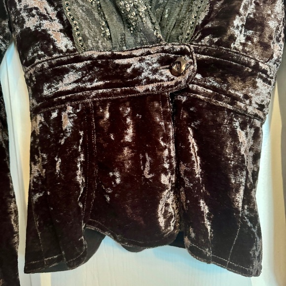 VTG GV2 Goth Lolita Jacket Sz S Crushed Velvet Vampire Punk Whimsigoth Halloween - Picture 10 of 16